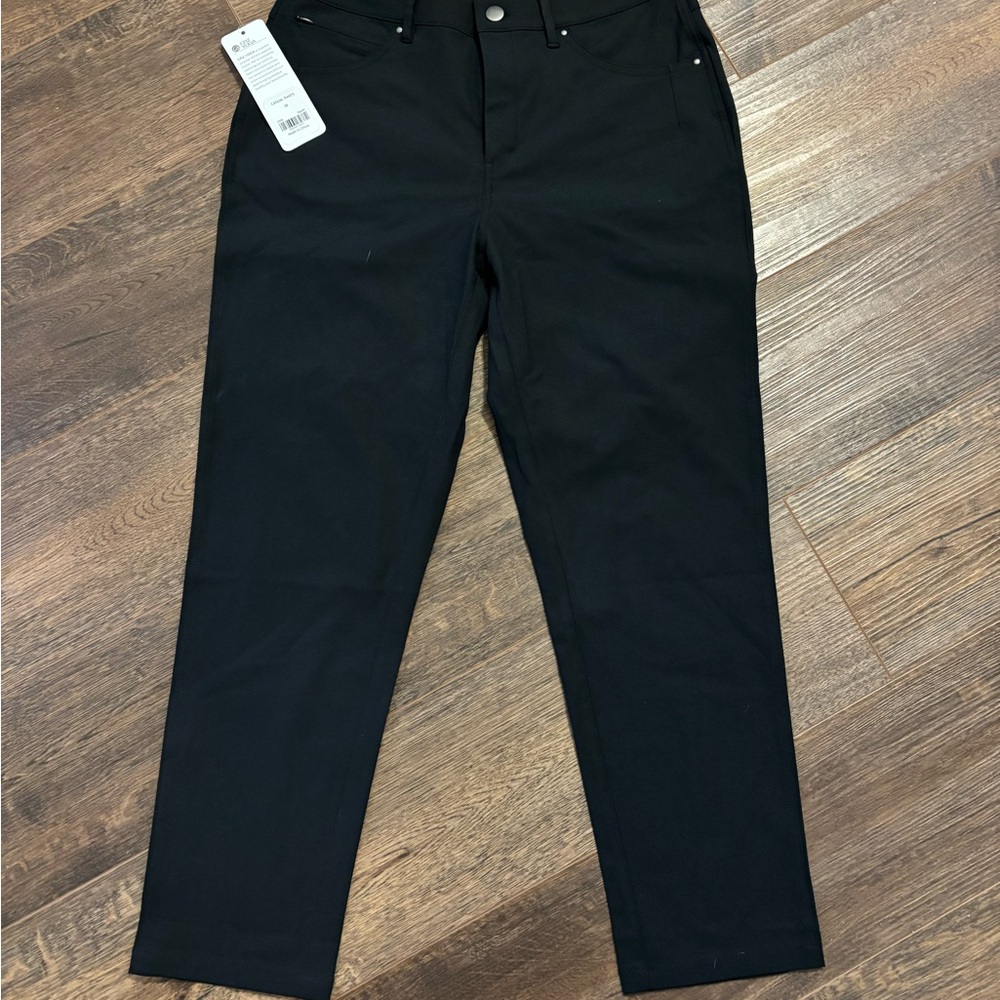 NEW CRZ YOGA Women's Stretch Pants 5-Pocket Straight Leg Trousers Black size 28